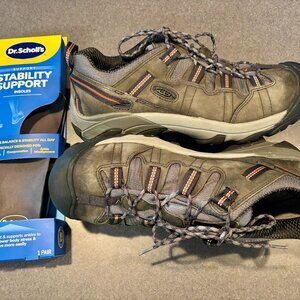 ~~Keen Low STEEL TOE Work/Hiking SHOES Trail Brown Orange Men's 12 FREE INSOLES!